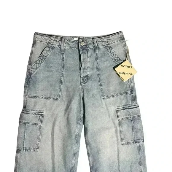 Mother Denim The Spinner Cargo Nerdy Light Wash Jeans Button Fly Size 29 NWT - Picture 4 of 8